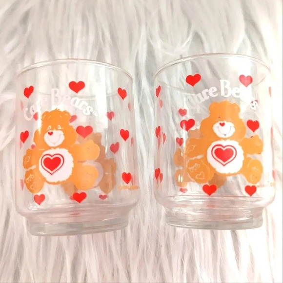 American Greetings Other - 1984 Care Bears Juice Glasses Set of 2- Tenderheart Bear- American Greetings cup